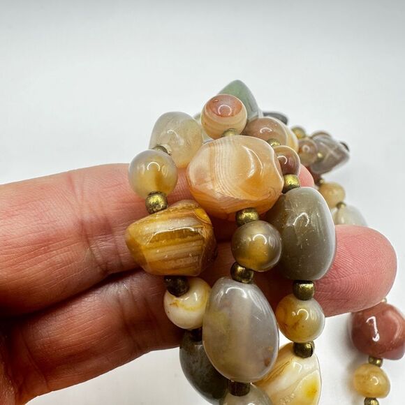 24" vintage, polished, tumbled agate stone necklace! - Picture 8 of 12
